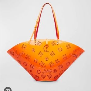 Christian Louboutin LOUBIFEVER Loubinthesky Fluo Orange Perforated Tote Bag
